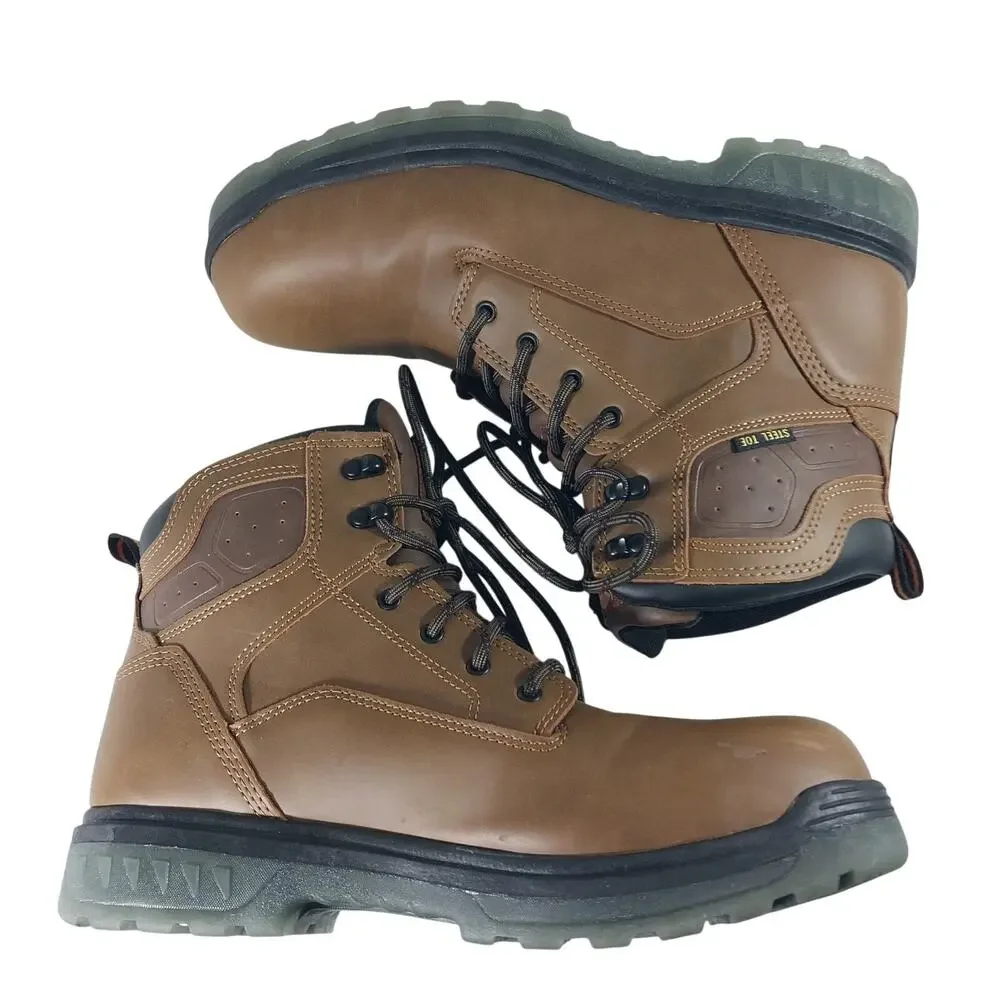 NWT! BRAHMA! COMBUSTION TAN HEAVY DUTY STEEL TOE, FLEX SOLE WORK BOOTS! SZ 10.5